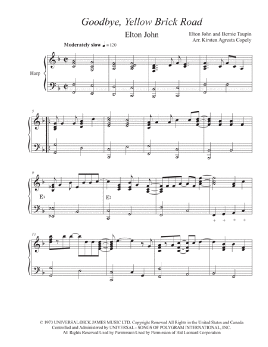 Goodbye Yellow Brick Road Harp scores gallery preview page 1