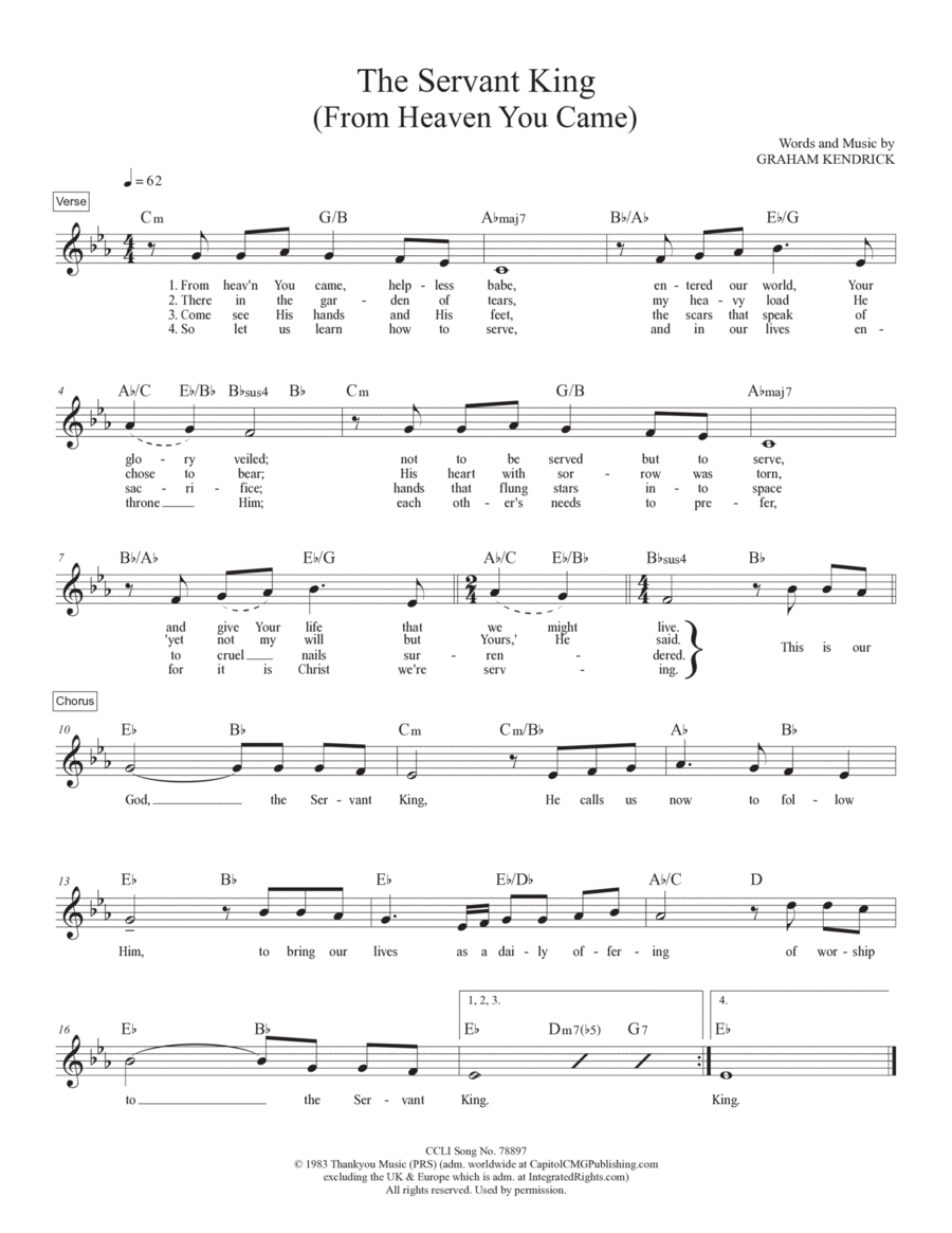 The Servant King From Heaven You Came Piano scores gallery preview page 1