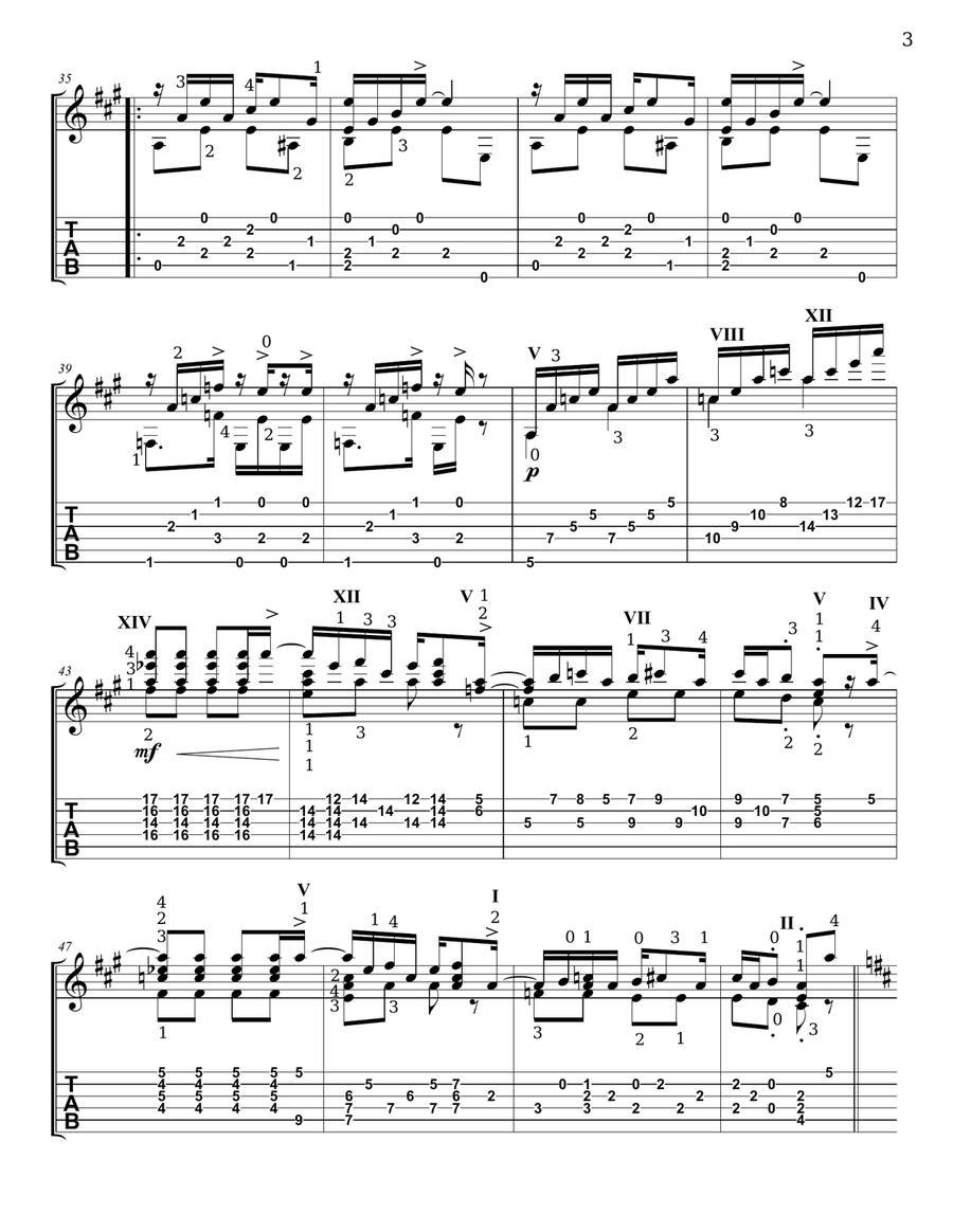 Maple Leaf Rag for Guitar --- authentic arrangement Acoustic Guitar scores gallery preview page 3