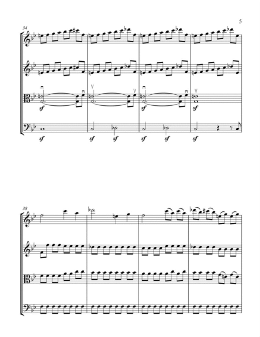 Mozart Symphony No. 40 in G minor, KV. 550 (Mov 1) for String Quartet - Score and Parts String Quartet scores gallery preview page 5
