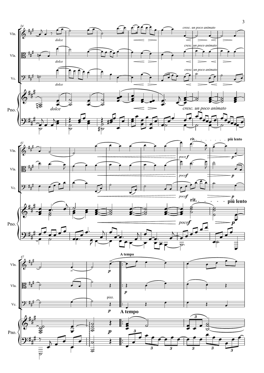 Brahms - Intermezzo Op.118 No.2 - Piano Quartet - Violin Viola Cello Piano Piano Quartet scores gallery preview page 3