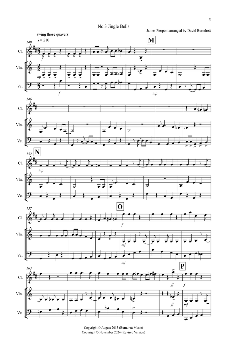 3 Christmas Favourites for Clarinet, Violin and Cello Trio Small Ensemble scores gallery preview page 5
