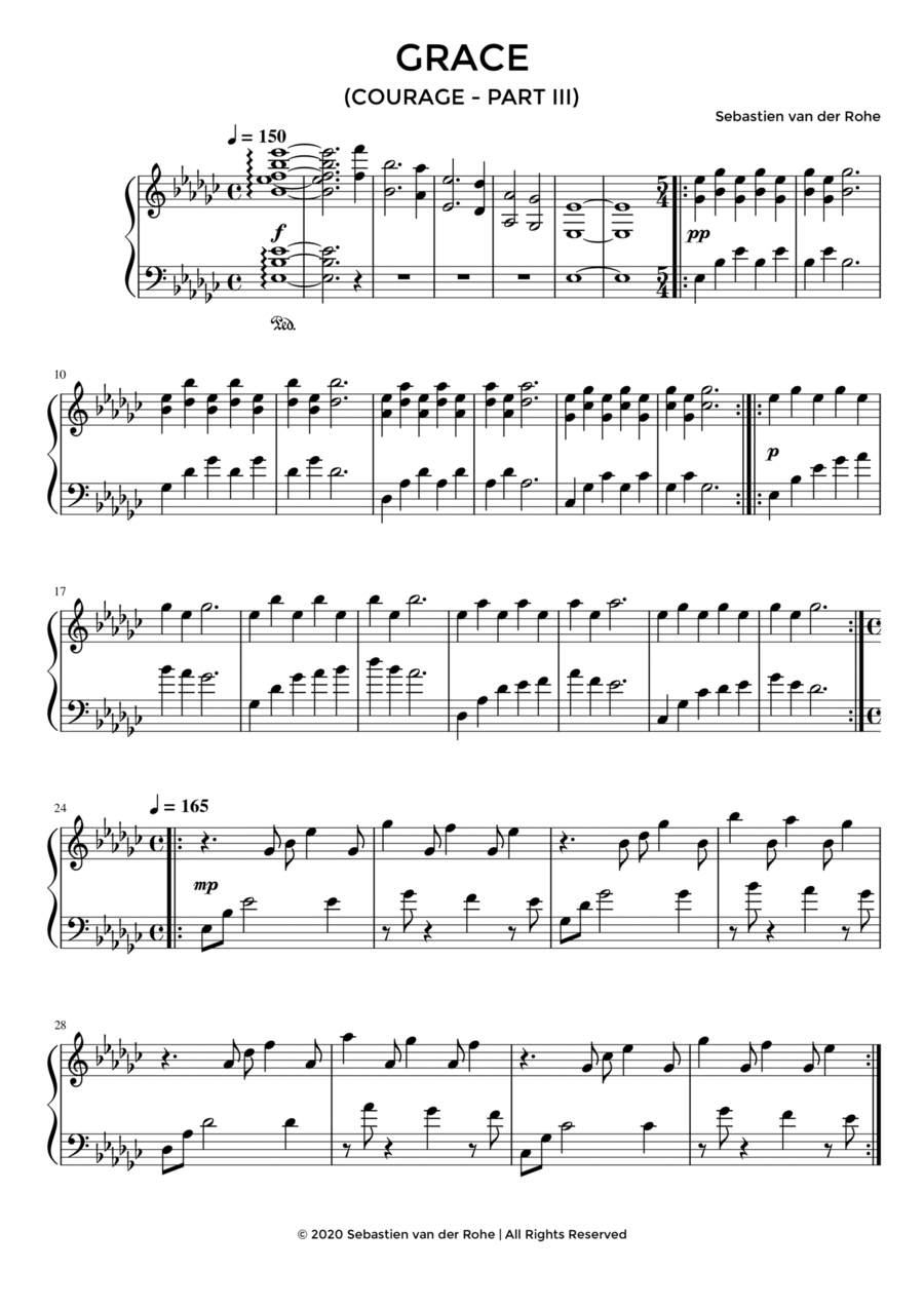 Grace (Courage - Part III) Piano Solo scores gallery preview page 1