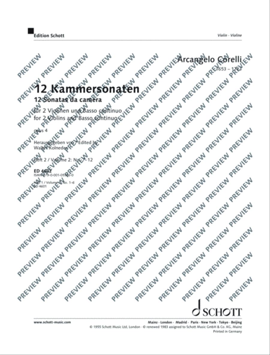 Twelve Chamber Sonatas Cello scores gallery preview page 2