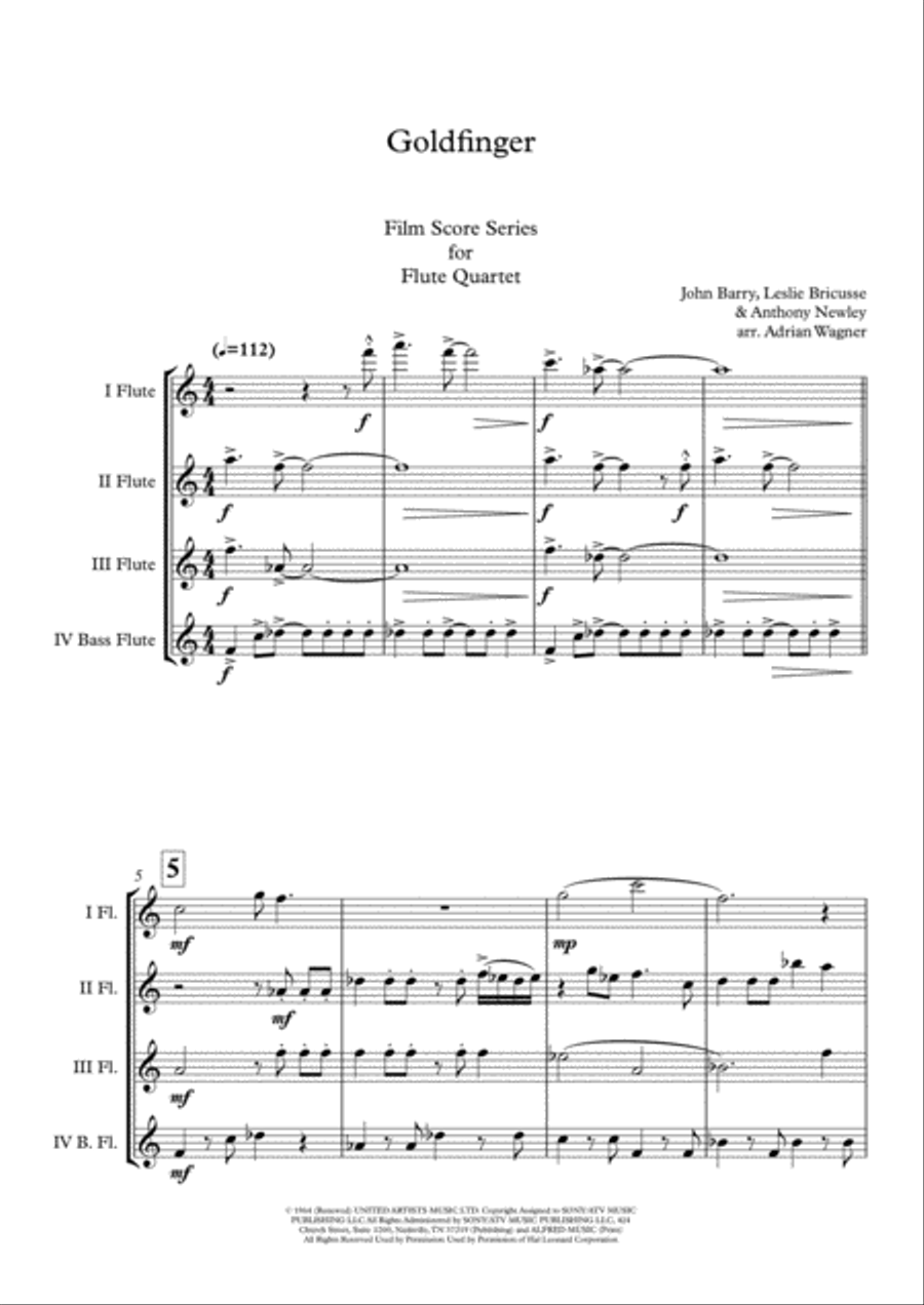 Goldfinger Flute Quartet scores gallery preview page 3