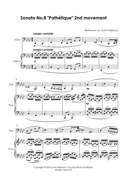 Sonata No.8 "Pathetique", 2nd movement (Beethoven) - tuba and piano with FREE BACKING TRACK image number null