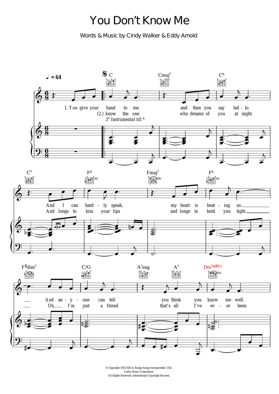 You Don't Know Me Piano, Vocal scores gallery preview page 1