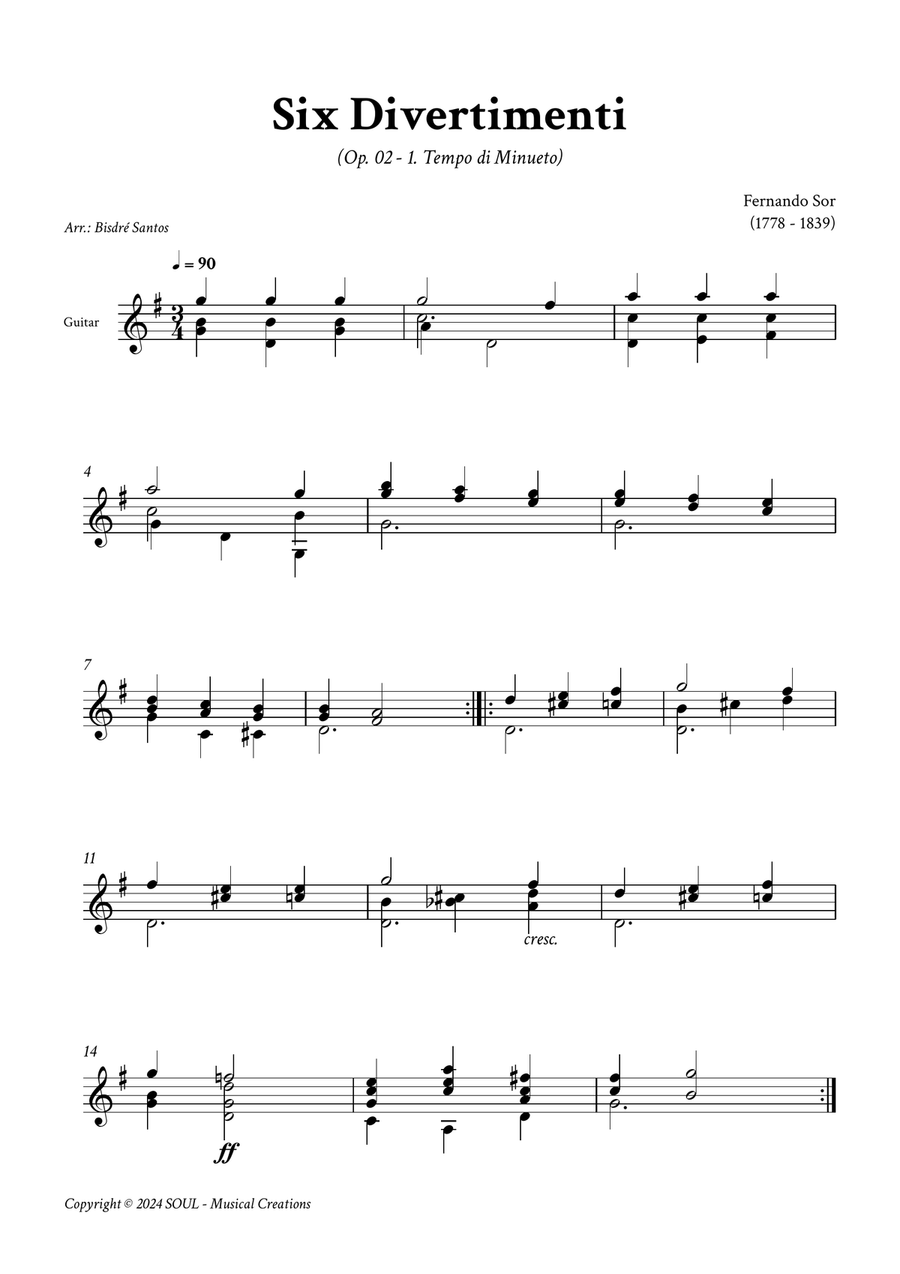 Six Divertimenti - Opus 02 Acoustic Guitar scores gallery preview page 2