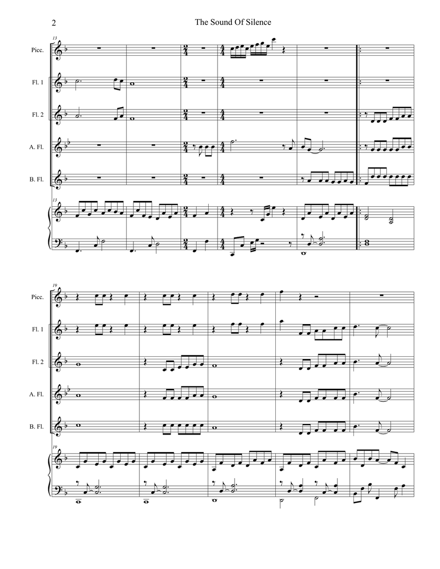 The Sound Of Silence Flute Choir scores gallery preview page 2