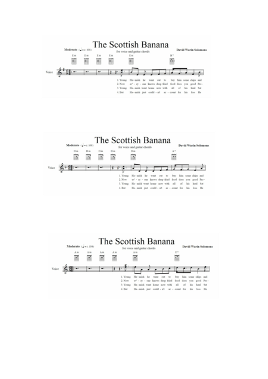 The Scottish Banana for voice and guitar chords Acoustic Guitar scores gallery preview page 1