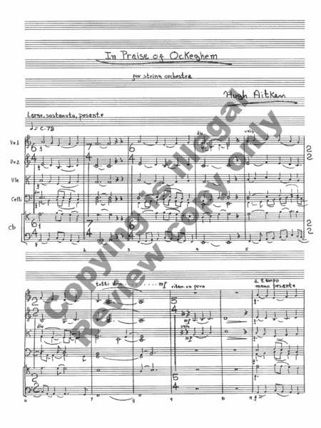 In Praise of Ockeghem (Additional String Orchestra Set and Score)