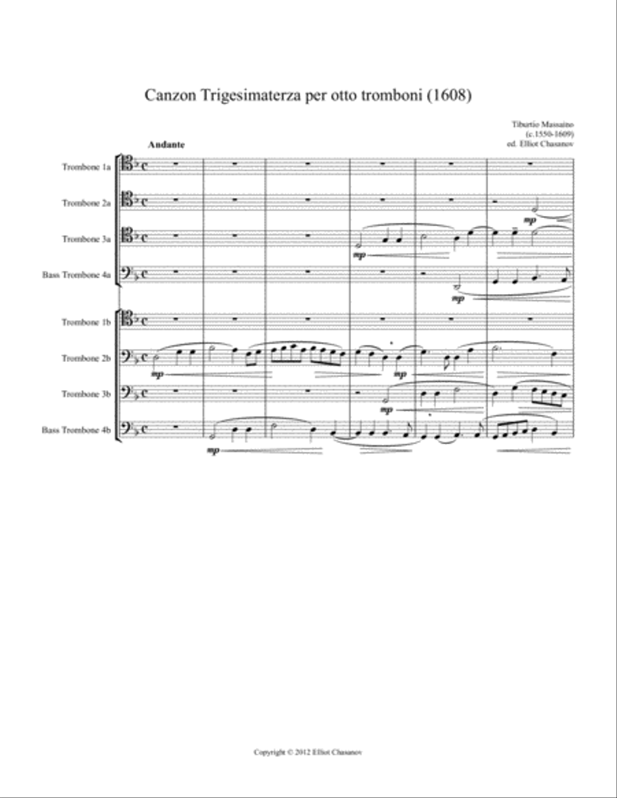 Canzon Trigesimaterza per otto tromboni (1608) Brass Ensemble scores gallery preview page 1