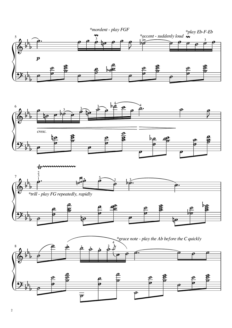 Nocturne Op. 9 No. 2 by Chopin (original with note names) Grade 6 Piano, Vocal scores gallery preview page 2