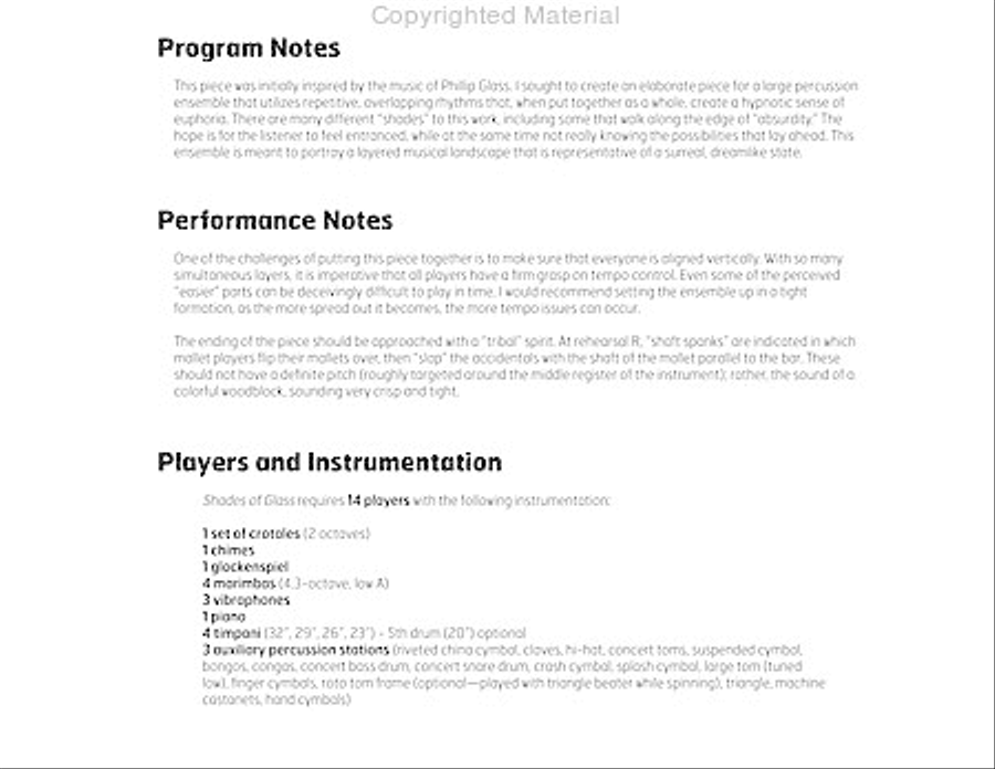 Shades of Glass Percussion Ensemble scores gallery preview page 3