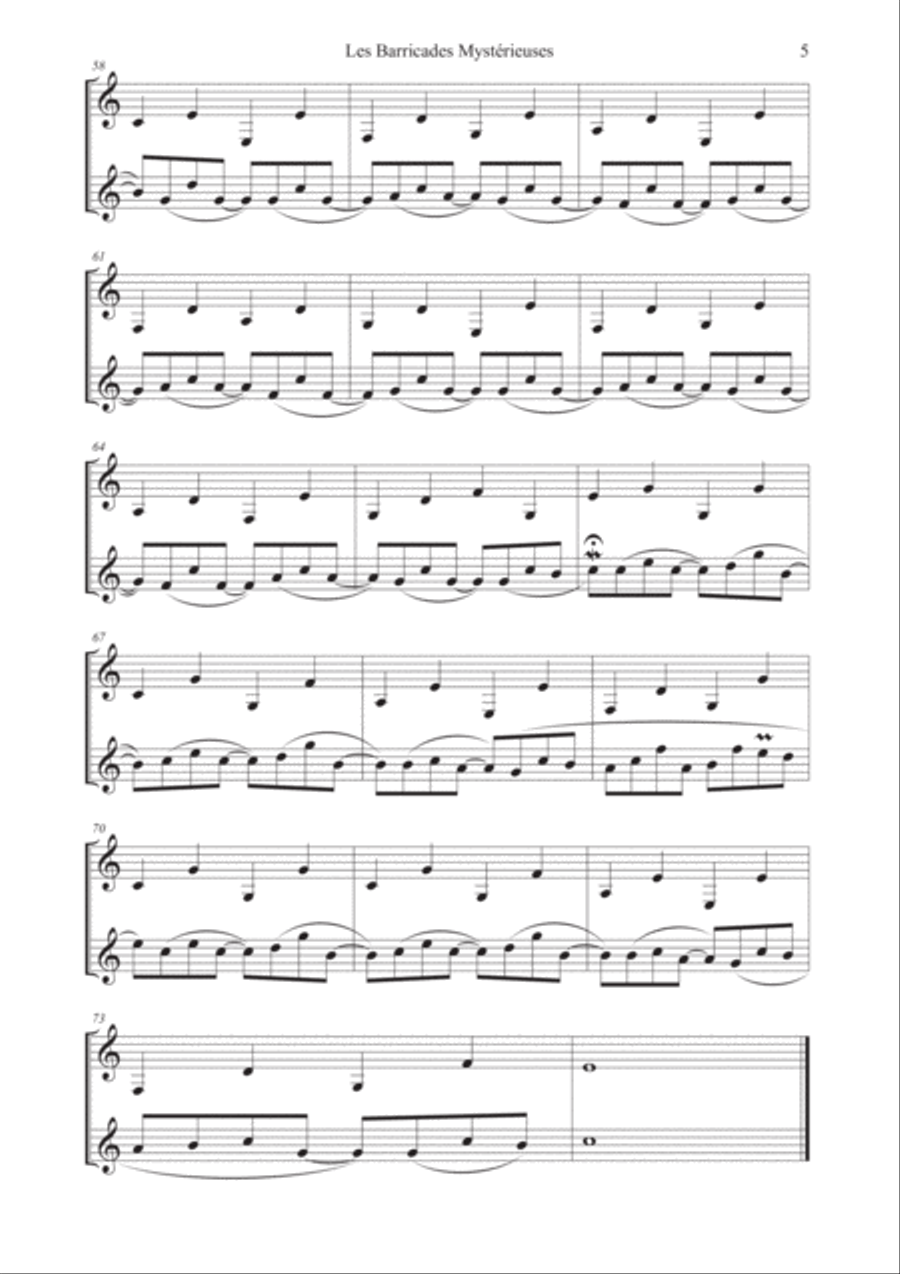 Les Barricades Mystérieuses for two clarinets Clarinet Duet scores gallery preview page 6