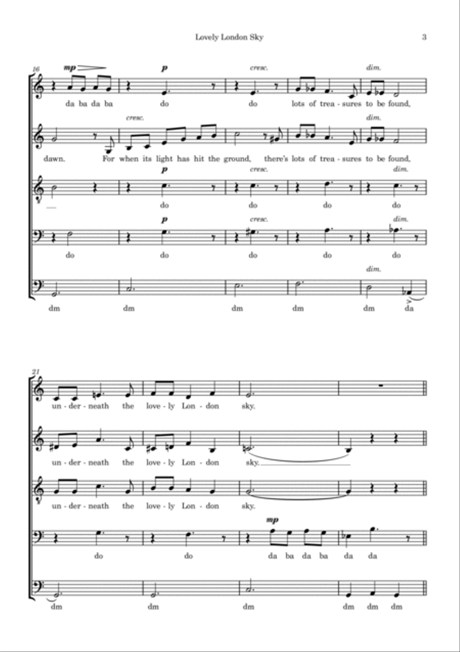 (underneath The) Lovely London Sky A Cappella scores gallery preview page 3