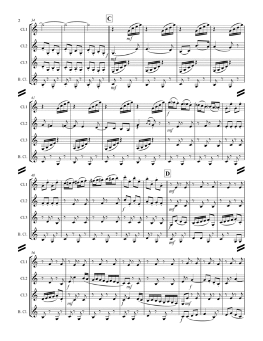 Strauss II - Perpetual Motion (for Clarinet Quartet) Clarinet Quartet scores gallery preview page 3