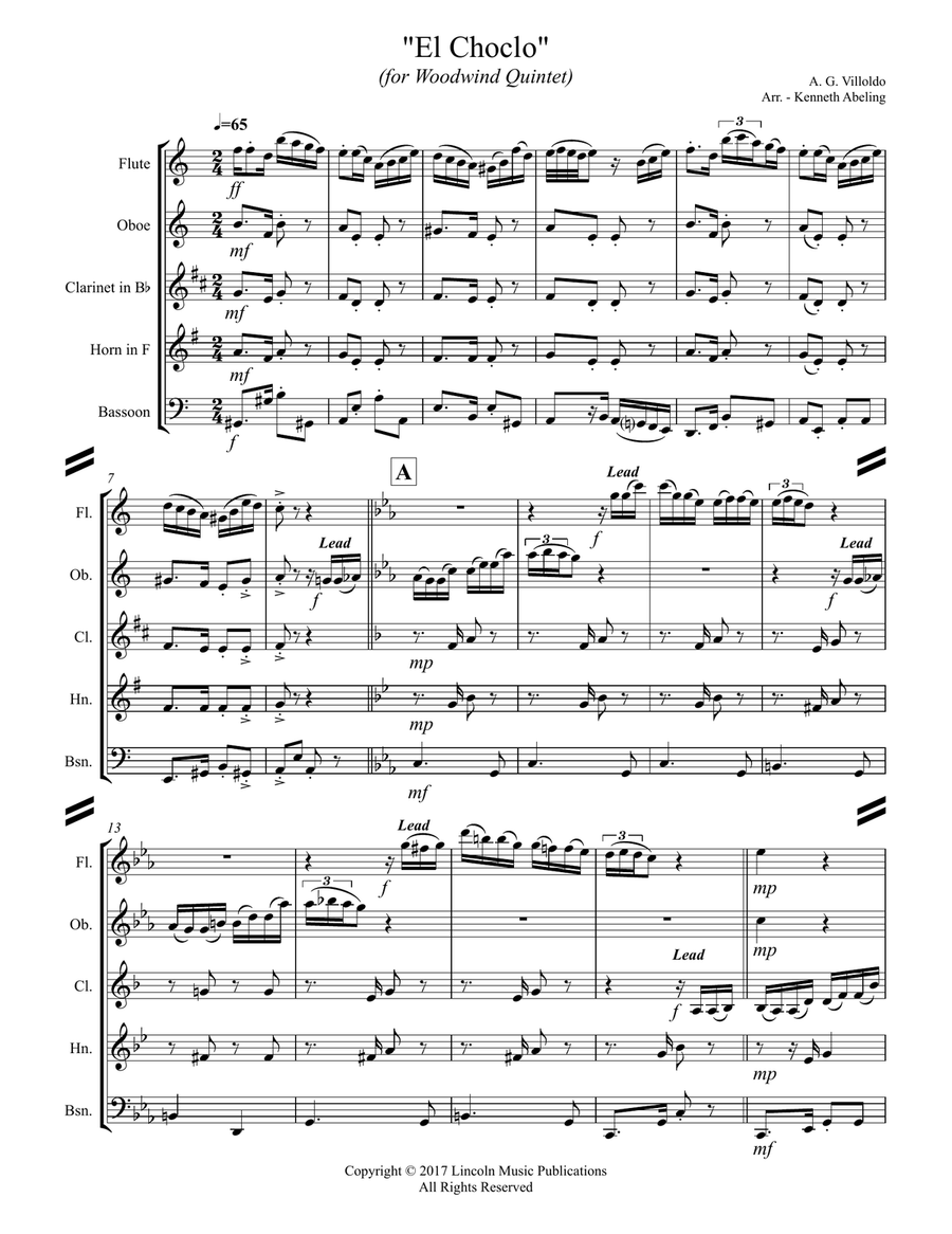 El Choclo (Tango) (for Woodwind Quintet) Woodwind Quintet scores gallery preview page 2