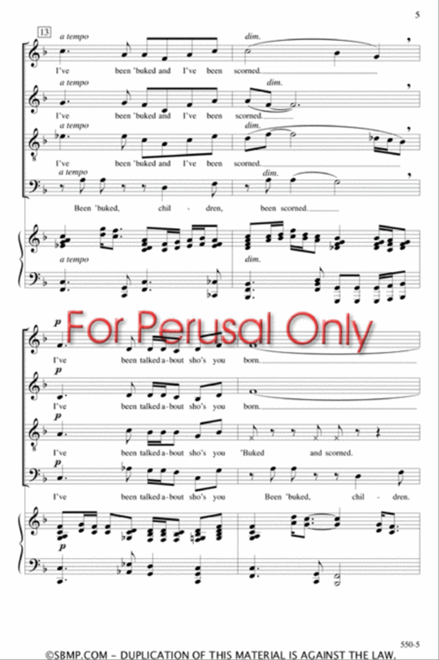 I've Been 'Buked, Children! - SATB Octavo 4-Part scores gallery preview page 4