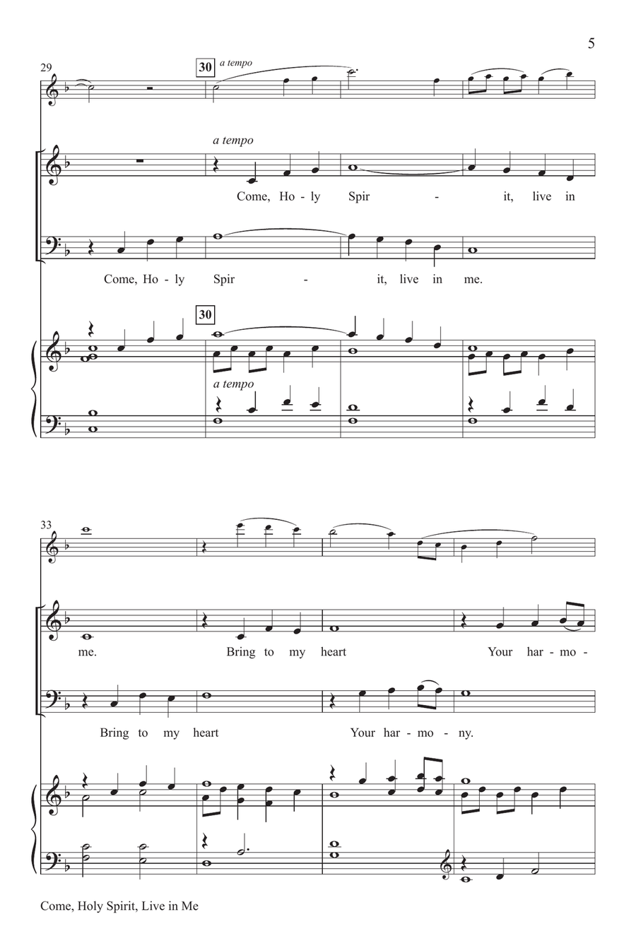 Come, Holy Spirit, Live in Me 4-Part scores gallery preview page 5