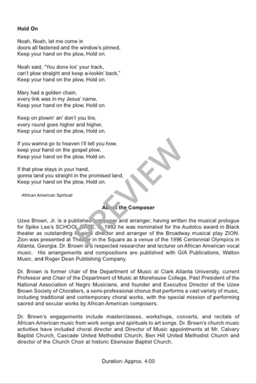 Hold On Hold On TTBB scores gallery preview page 3