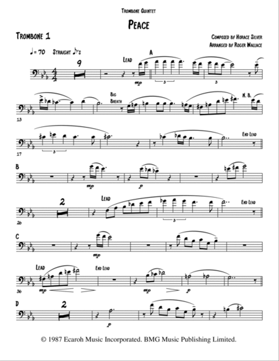 Peace Brass Quintet scores gallery preview page 5