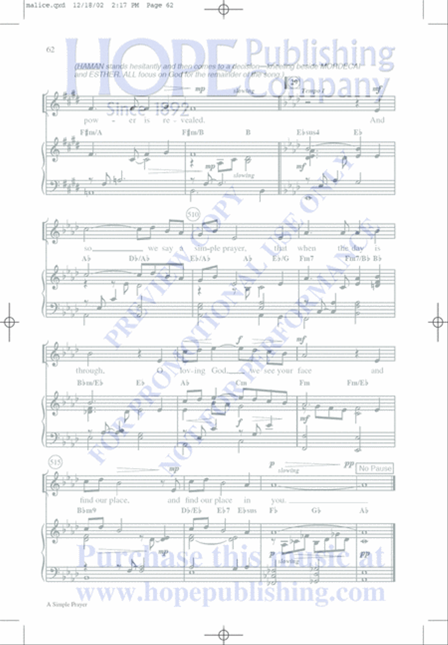 Malice in the Palace Unison Choir scores gallery preview page 62