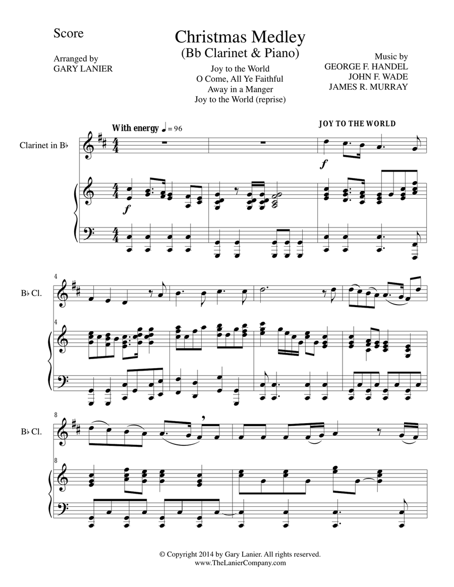 CHRISTMAS JOY MEDLEY (Sing-A-Long with Bb Clarinet and Piano) B-Flat Clarinet scores gallery preview page 1