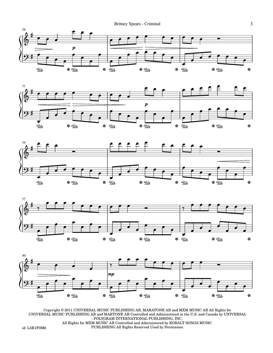 Criminal Piano Solo scores gallery preview page 3
