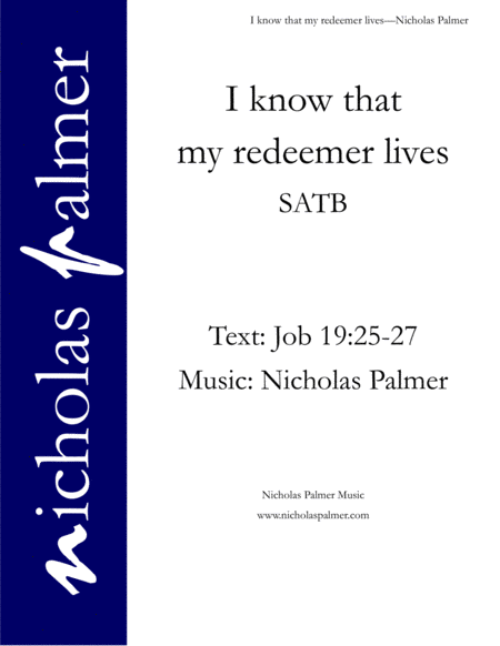 I know that my redeemer lives - SATB (with solos) image number null