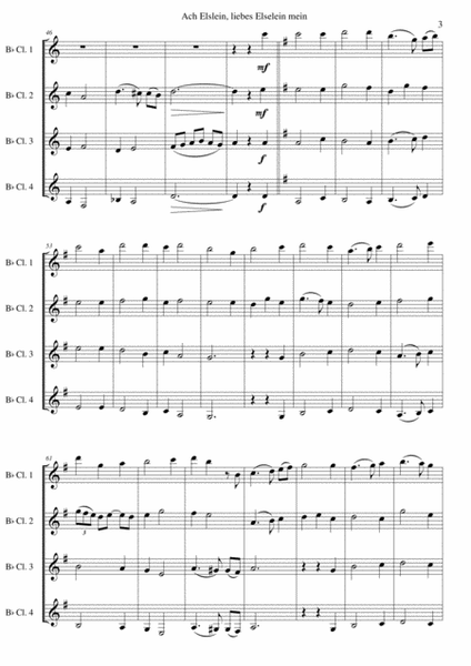 Ach Elslein, liebes Elselein mein for clarinet quartet (4 B flats) image number null