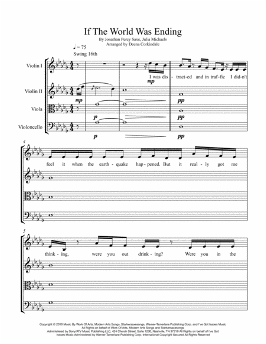 If The World Was Ending String Quartet scores gallery preview page 1