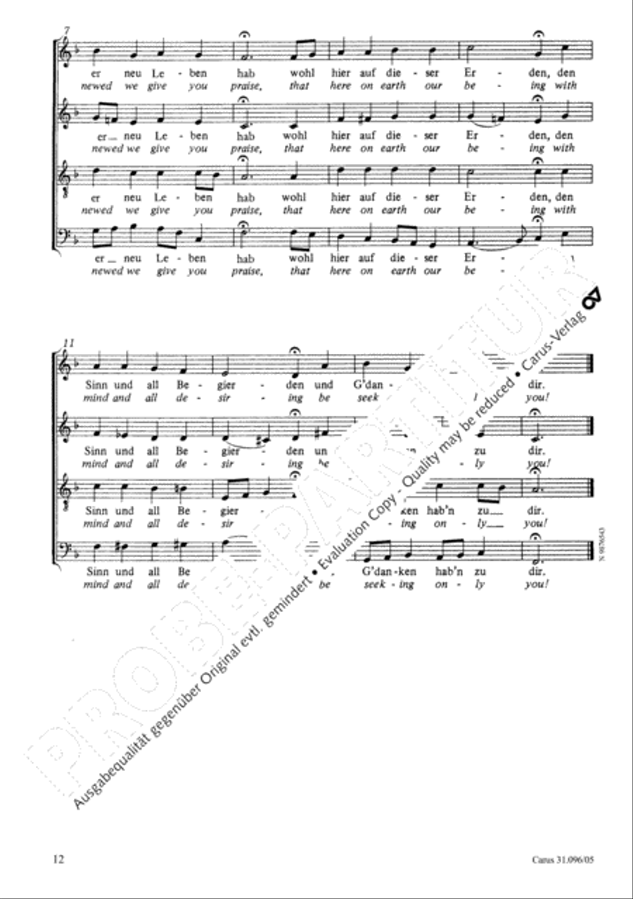 Lord Christ, the one begotten son (Herr Christ, der einge Gottessohn) 4-Part scores gallery preview page 13