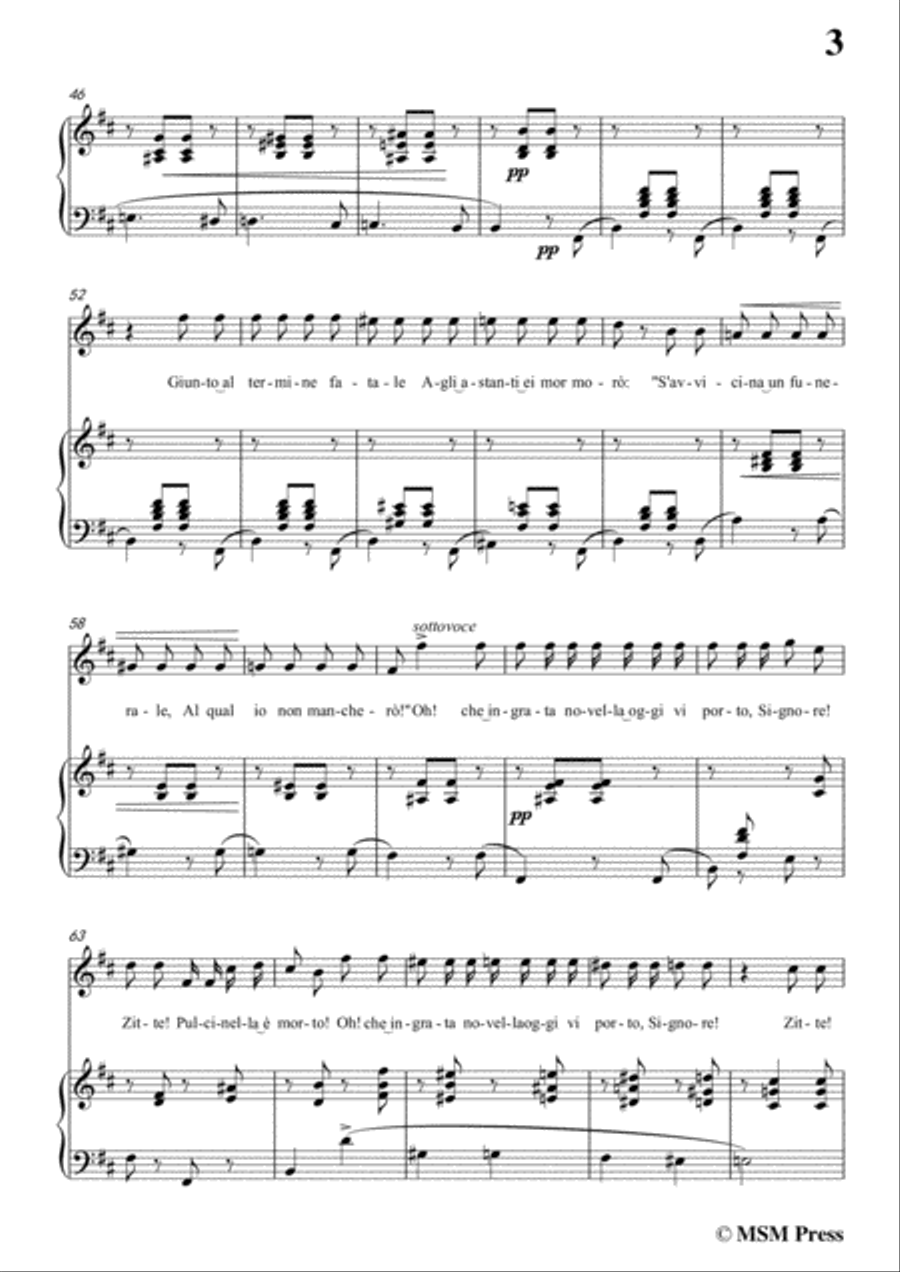 Tosti-È morto Pulcinella! In b minor,for voice and piano Voice Solo scores gallery preview page 5