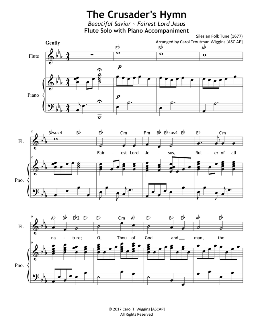 The Crusader s Hymn Flute Piano Duet by Carol Troutman Wiggins