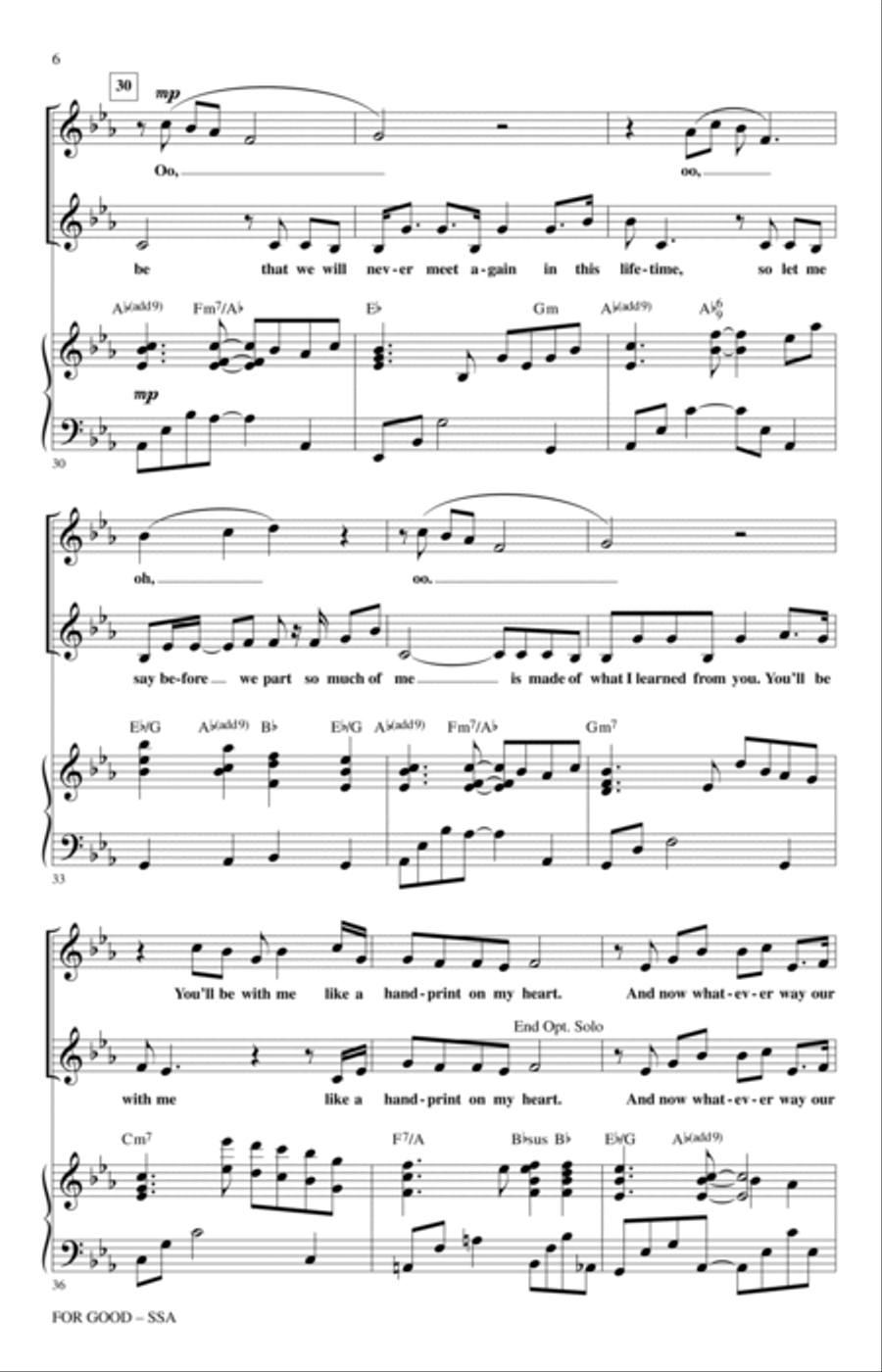 For Good (from Wicked) (arr. Mac Huff) SSA scores gallery preview page 4