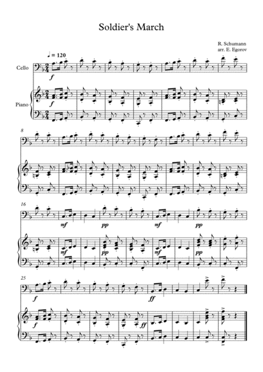 Soldier's March, Robert Schumann, For Cello & Piano image number null