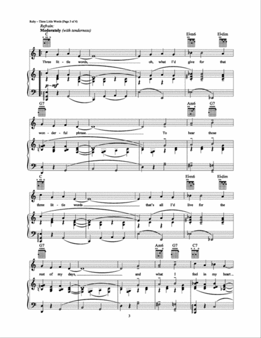 Three Little Words Piano, Vocal, Guitar scores gallery preview page 3