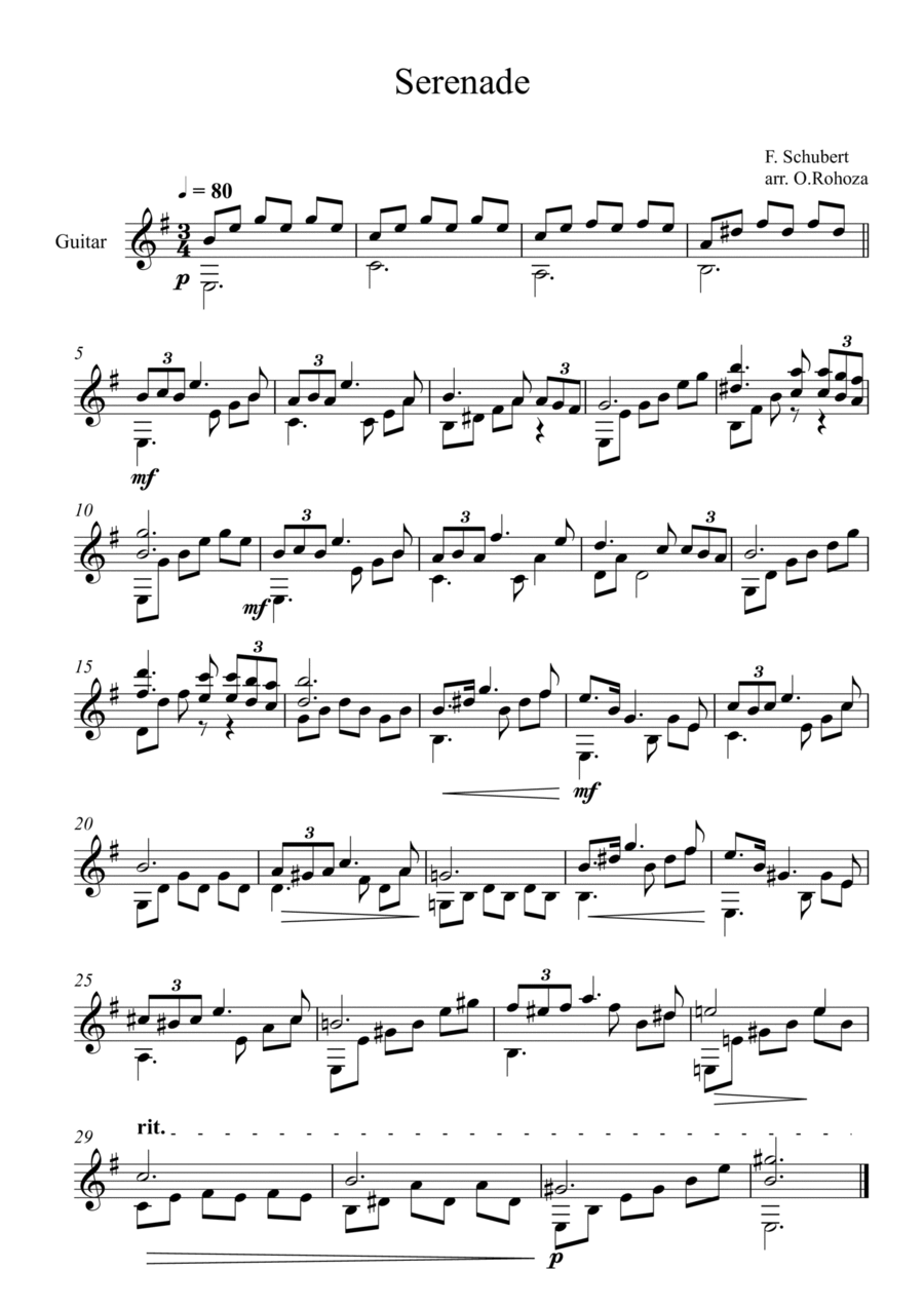 Serenade - Franz Schubert (Guitar) Acoustic Guitar scores gallery preview page 1