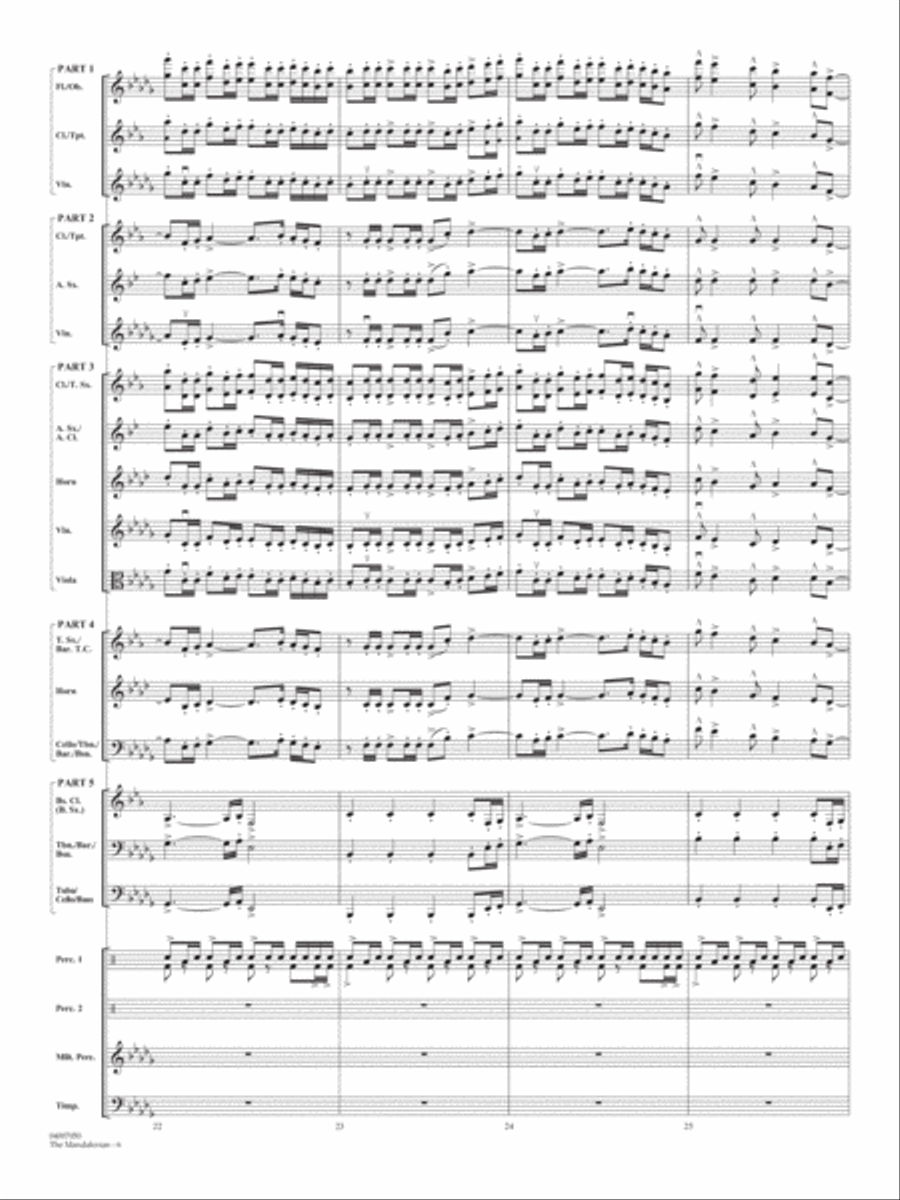 The Mandalorian (from Star Wars: The Mandalorian) (arr Paul Murtha) - Conductor Score (Full Score) Concert Band scores gallery preview page 6