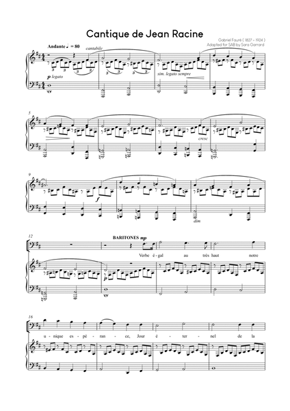 Cantique de Jean Racine (SSAB and piano) image number null
