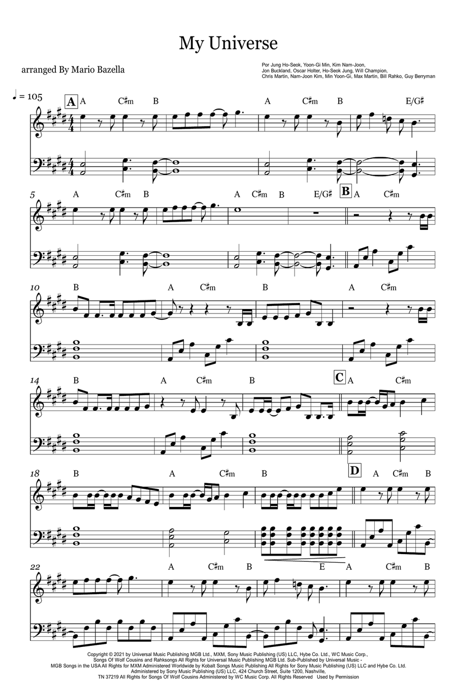 My Universe Piano Solo scores gallery preview page 1