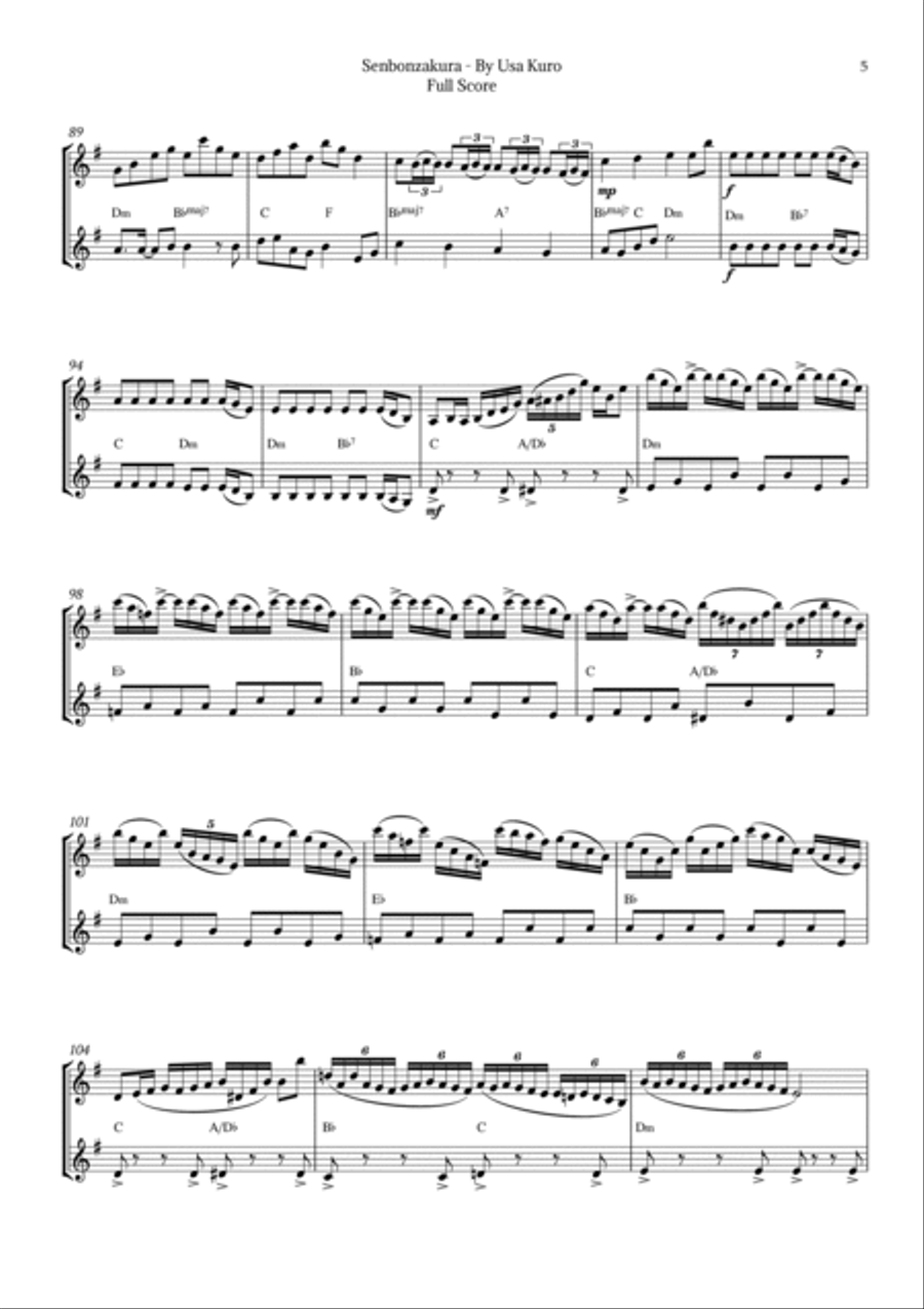 Senbonzakura Trumpet Duet scores gallery preview page 5