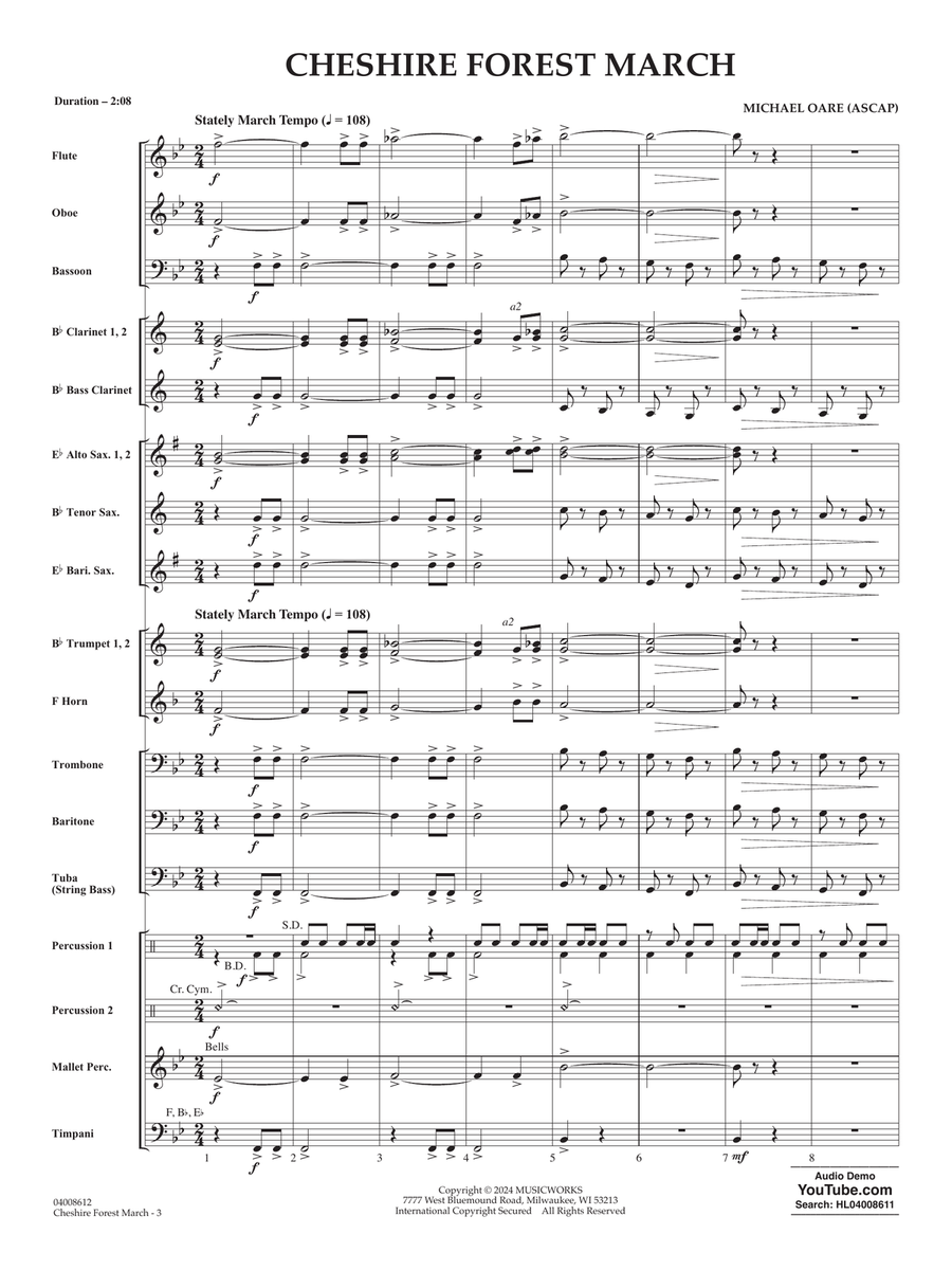 Cheshire Forest March - Conductor Score (Full Score) Concert Band scores gallery preview page 3