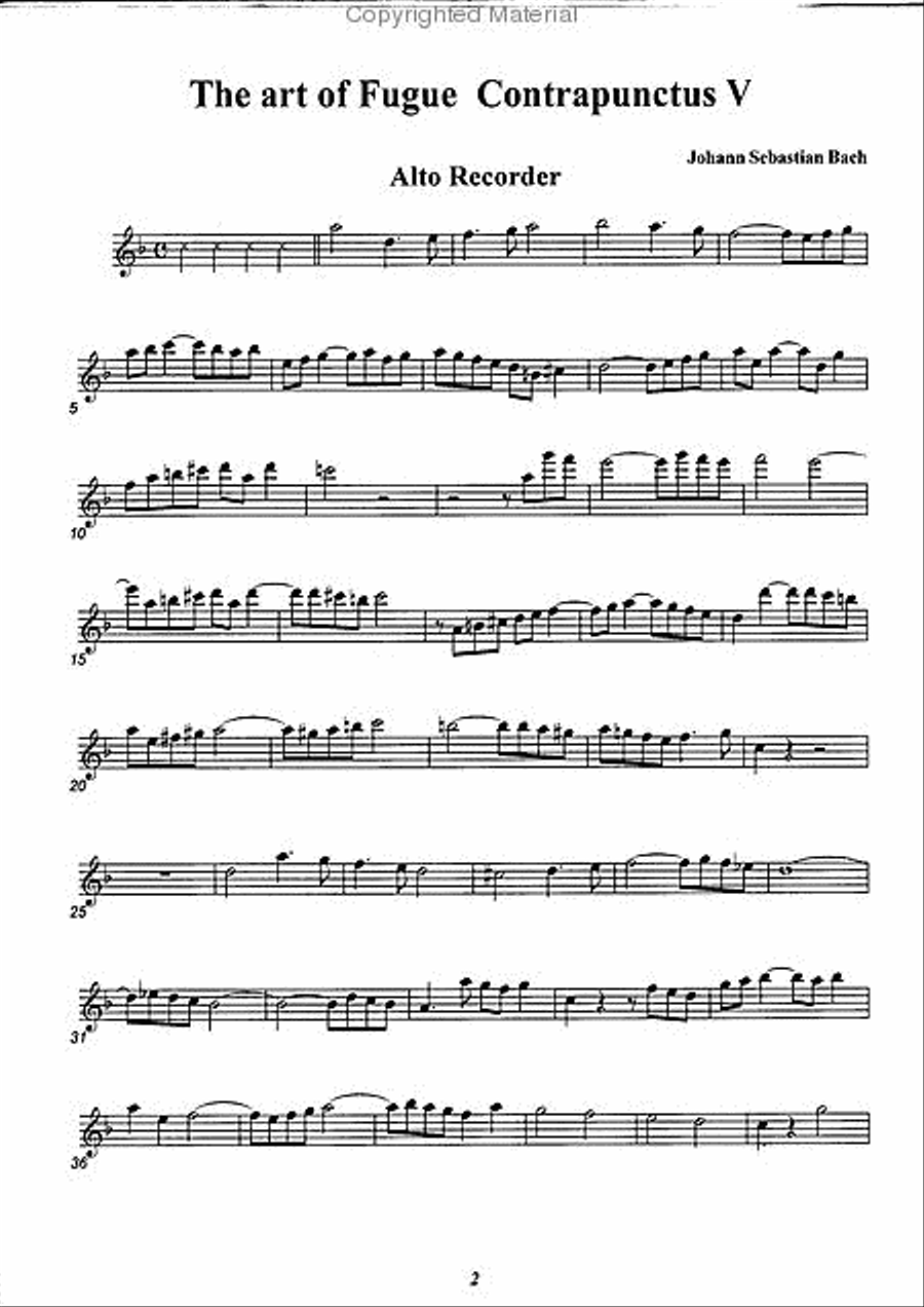 The Art of the Fugue No. 5 Recorder scores gallery preview page 2