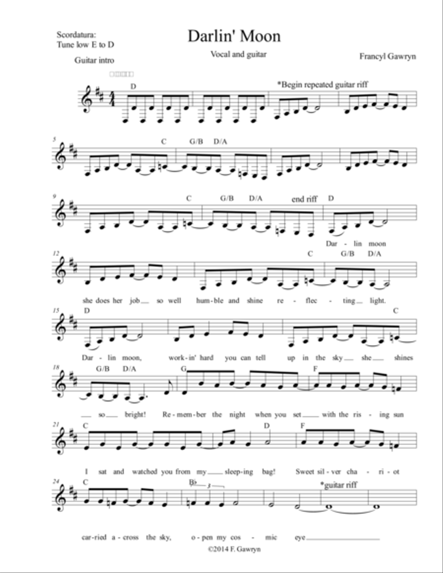 Darlin' Moon Guitar scores gallery preview page 1
