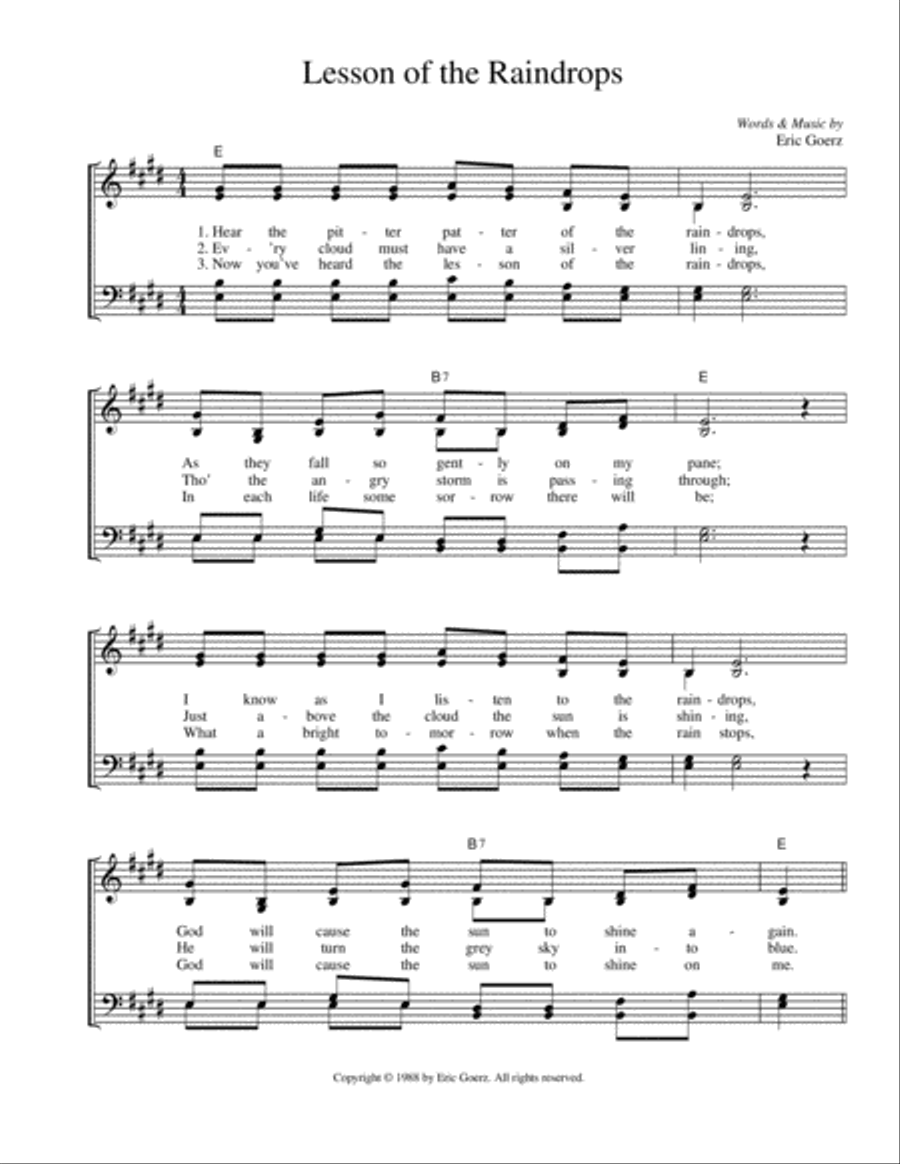 Lesson Of The Raindrops 4-Part scores gallery preview page 1