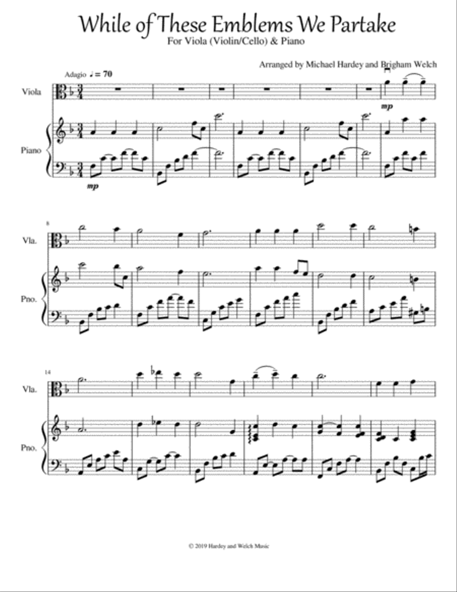 While of These Emblems We Partake Piano Quartet scores gallery preview page 1