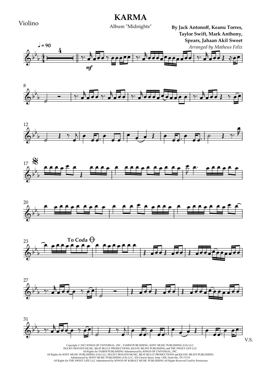 Karma Violin Solo scores gallery preview page 1