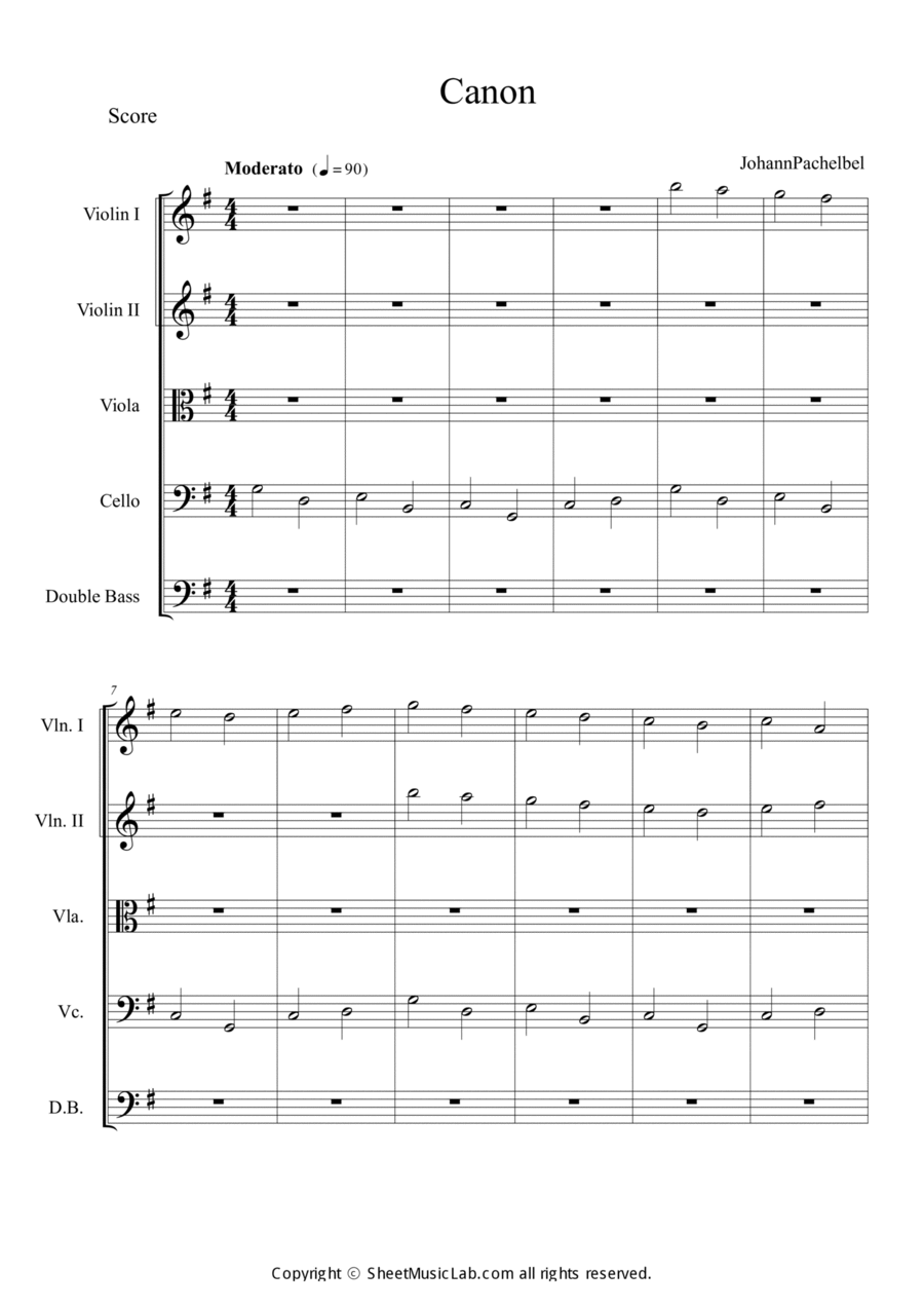 Canon in G String Quintet scores gallery preview page 1